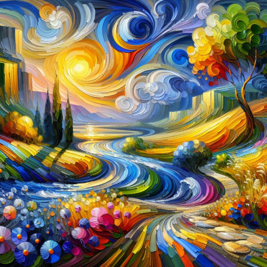 Abstract Landscape with Impasto Brushstrokes