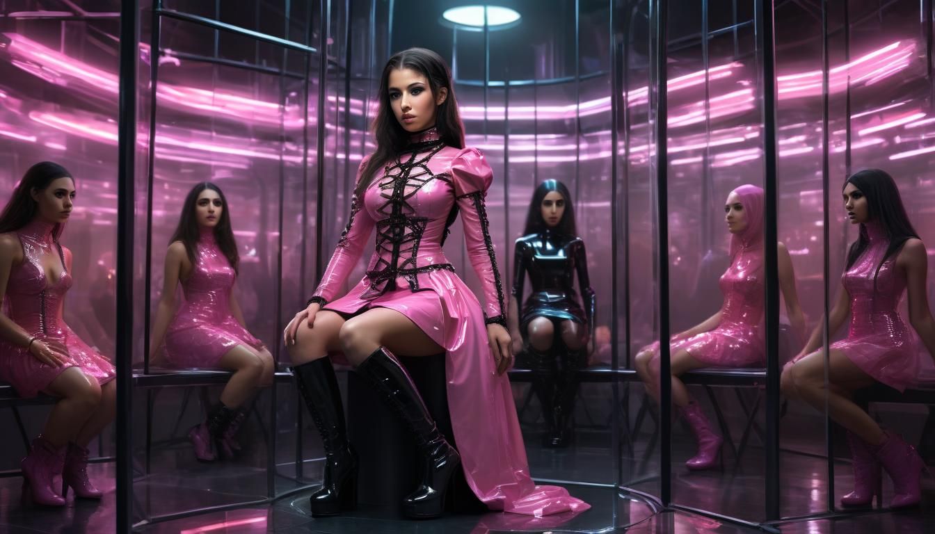 Sissy in Glass Cage Surrounded by Yazidi Women