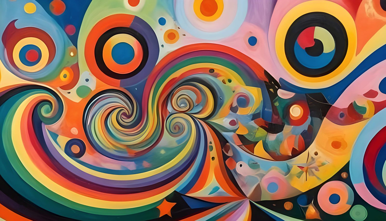 Colorful Abstract Cosmos in Style of Kandinsky and Miró