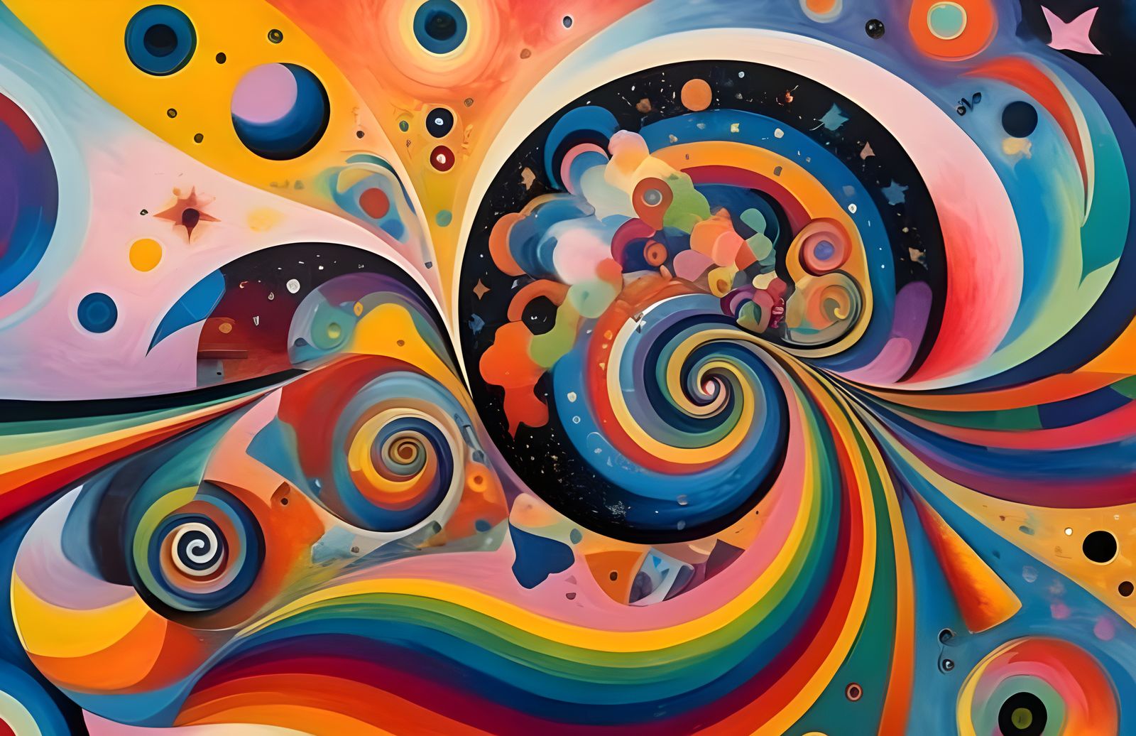 Vast Multicolor Vortexes in Abstract Expressionist Cosmos