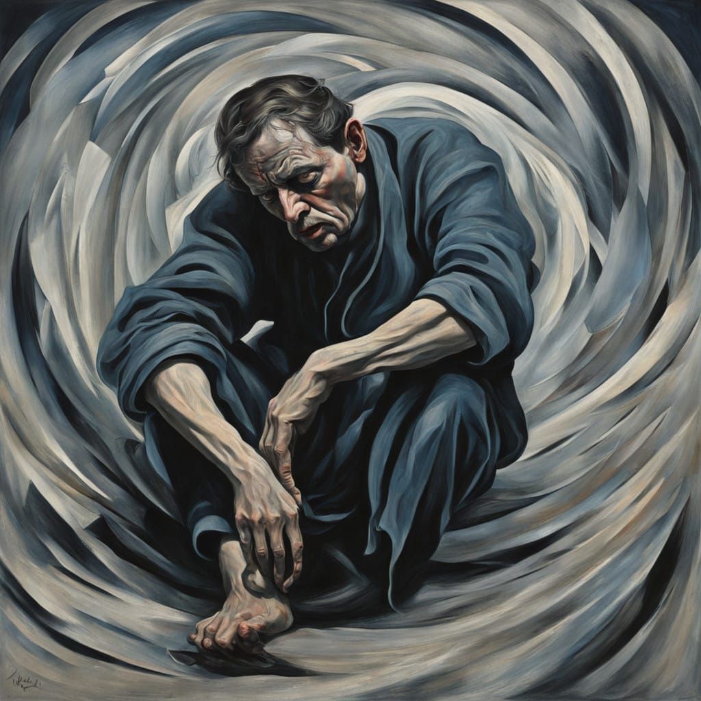Tormented Figure in a Turbulent Storm