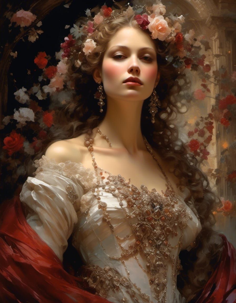 Rococo Portrait: Flowers, Jewels, and Silvered Curls