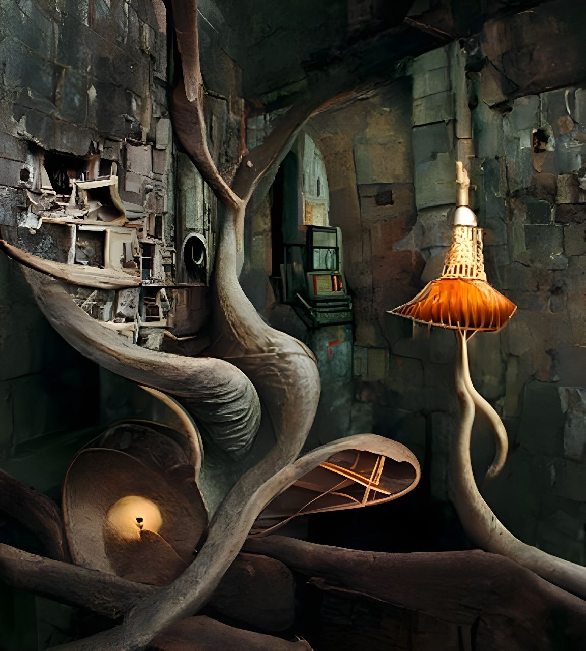 Dendritic Cavern: Neurons as Kelp, Hyperrealistic Matte Pain...