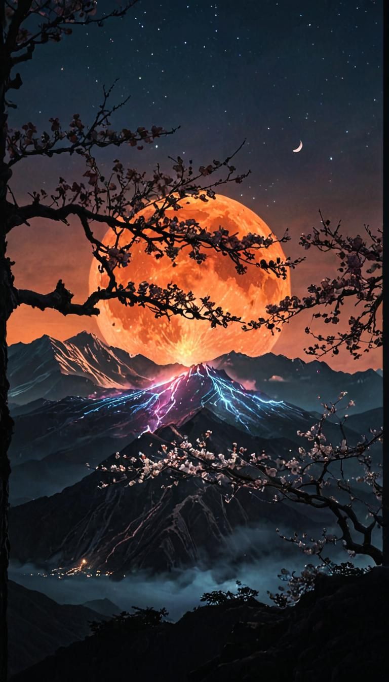 Crashing Tides and Nebula Sky Double Exposure