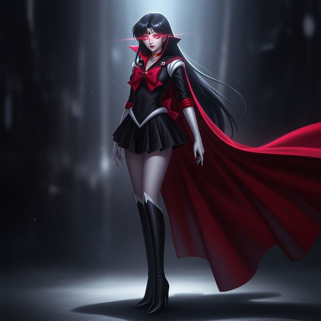 Vampire Sailor Mars in Dark Cinematic Anime Style