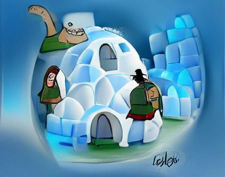 Fantasy Cartoon Igloo: A Whimsical Winter Scene