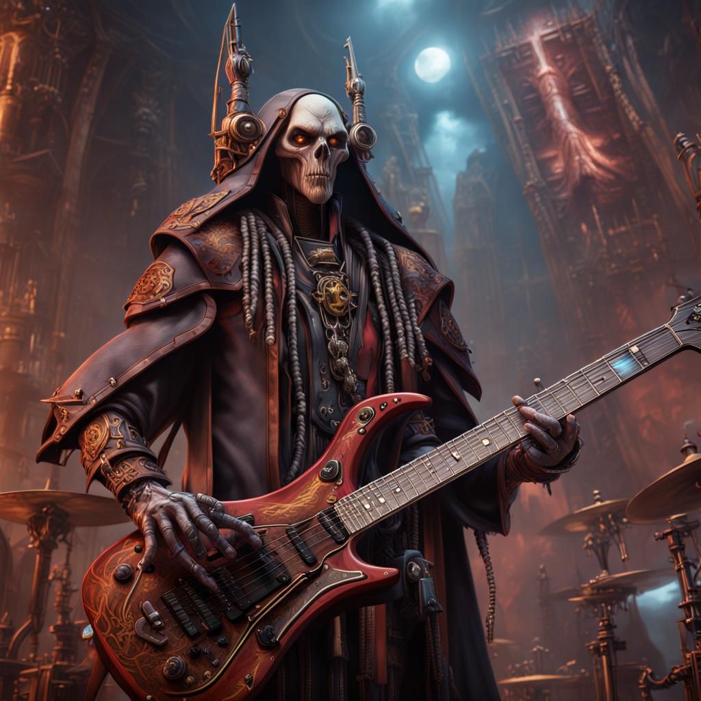 Tech Priest Rock Band in Detailed Matte Painting