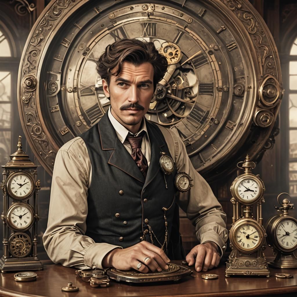 Steampunk Time Traveler with Victorian Clockwork