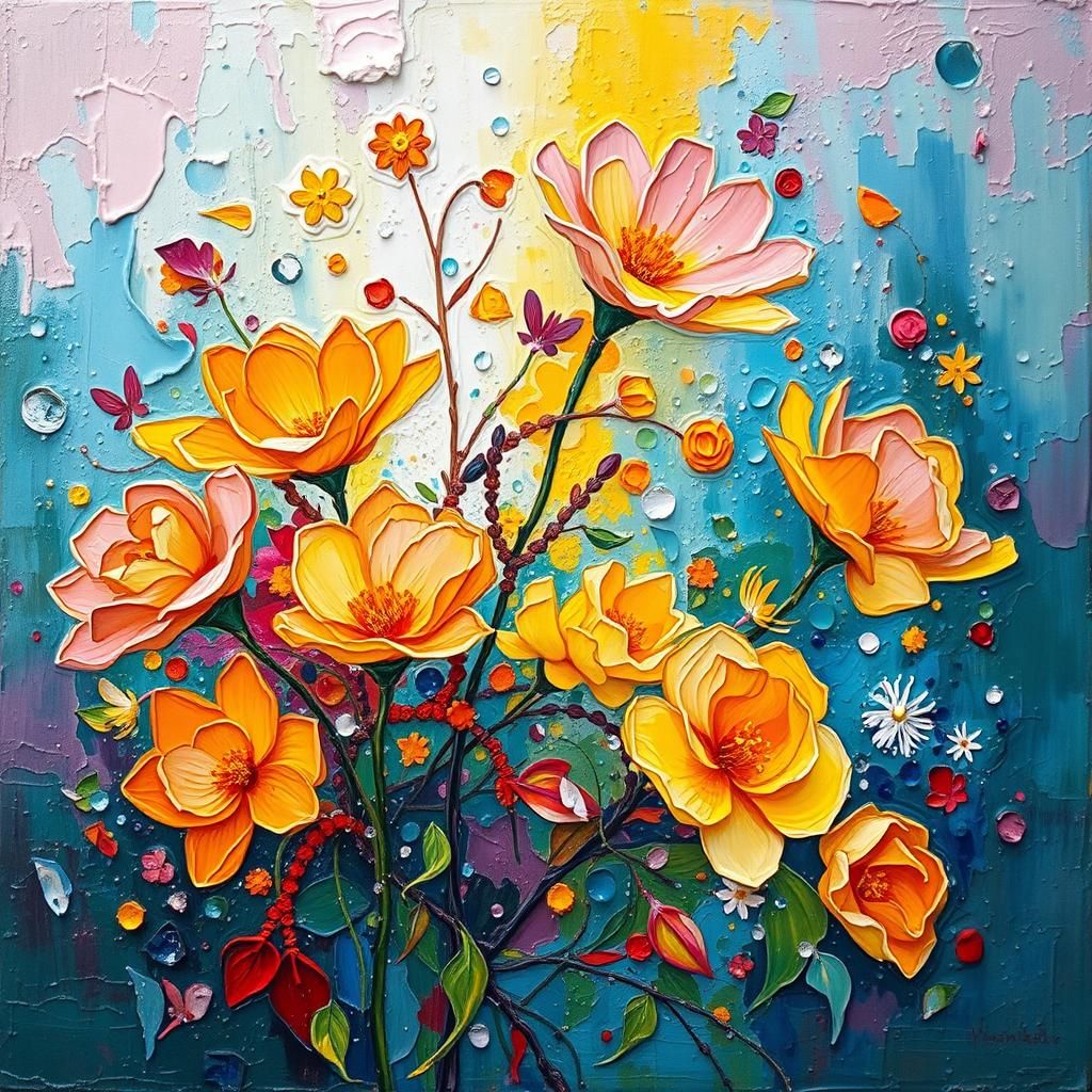 Colorful Floral Field in Expressionist Style