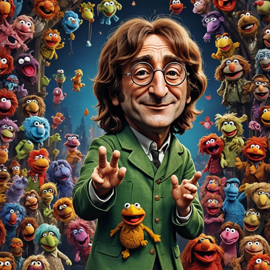 John Lennon Muppet Hand Puppet: Detailed Matte Painting