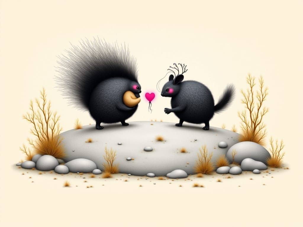 Whimsical Donuts and Neon Prawn in Fine Art Style