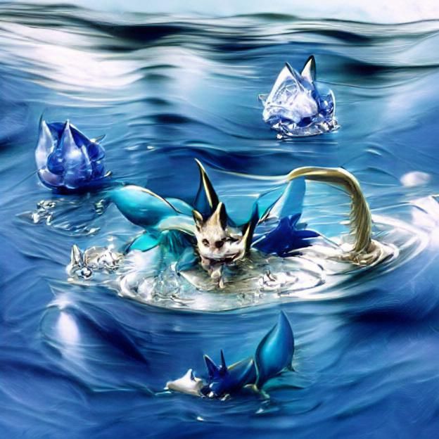 Vaporeon Digital Art: Aquatic Pokémon