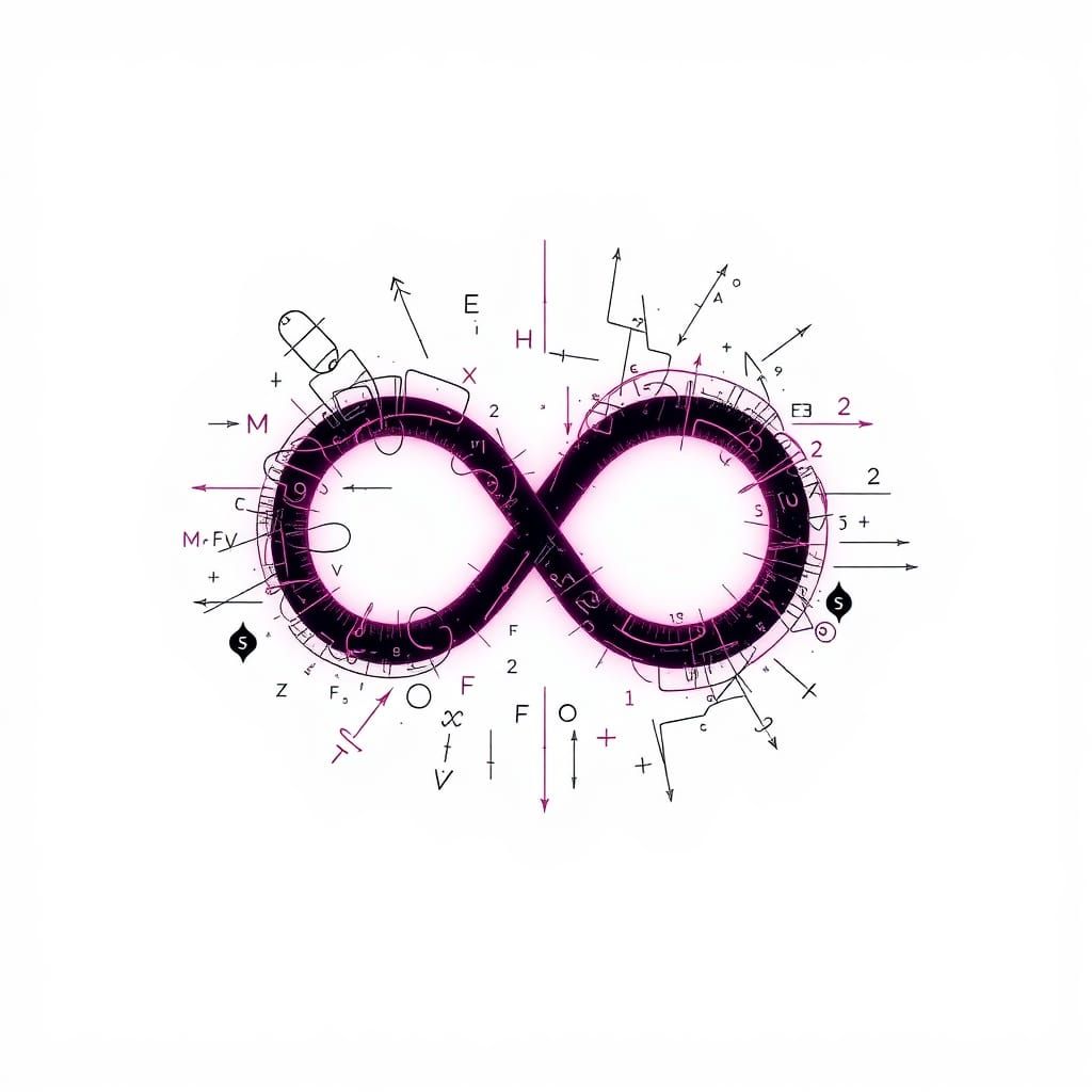 Infinity Symbol with Neon Cyberpunk Equations