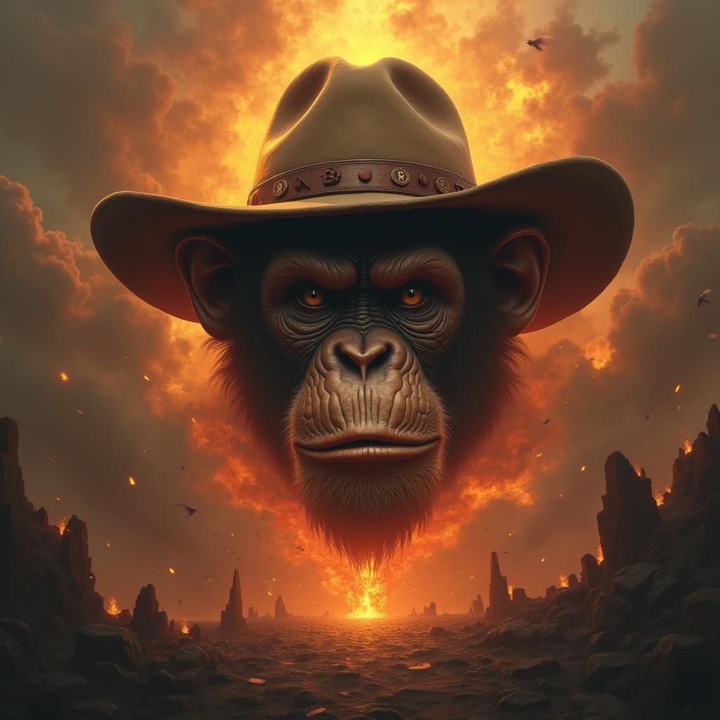 Monkey Cowboy in Hellish Bitcoin Inferno