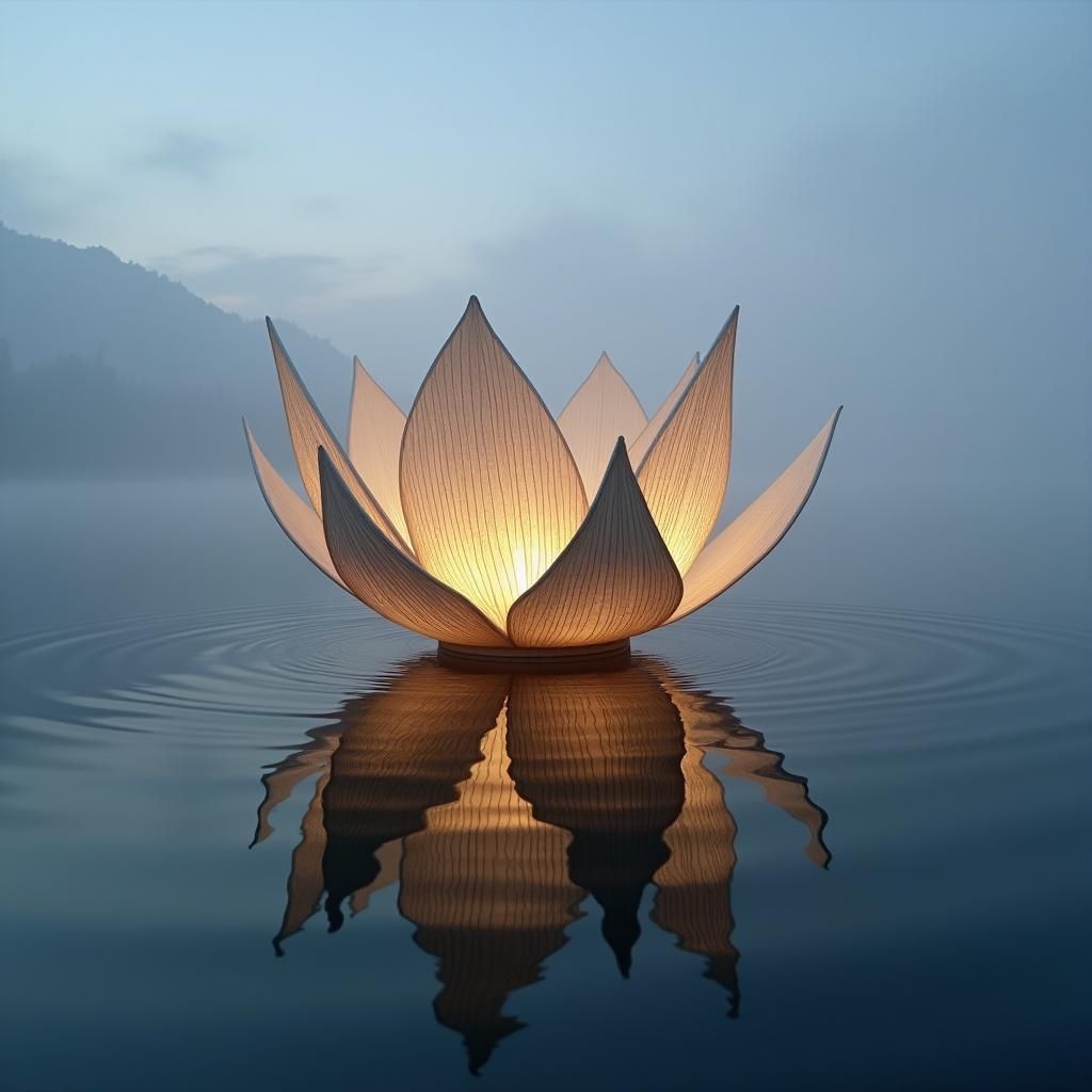 Ethereal Bamboo Structure Floating on Water