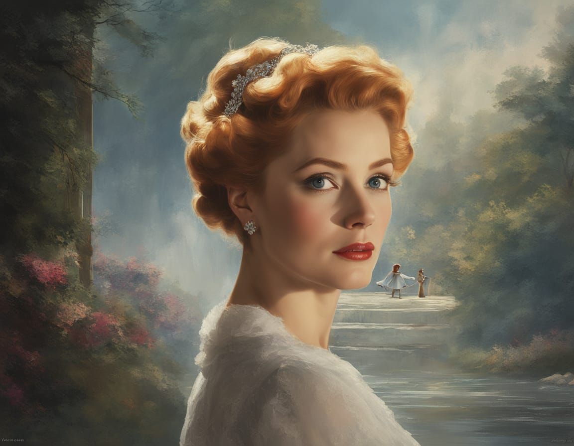 Ethereal Deborah Kerr Portrait in Impasto Chalk Art