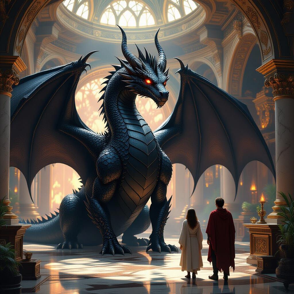Majestic Dragon Welcomes Travellers in Opulent Lair