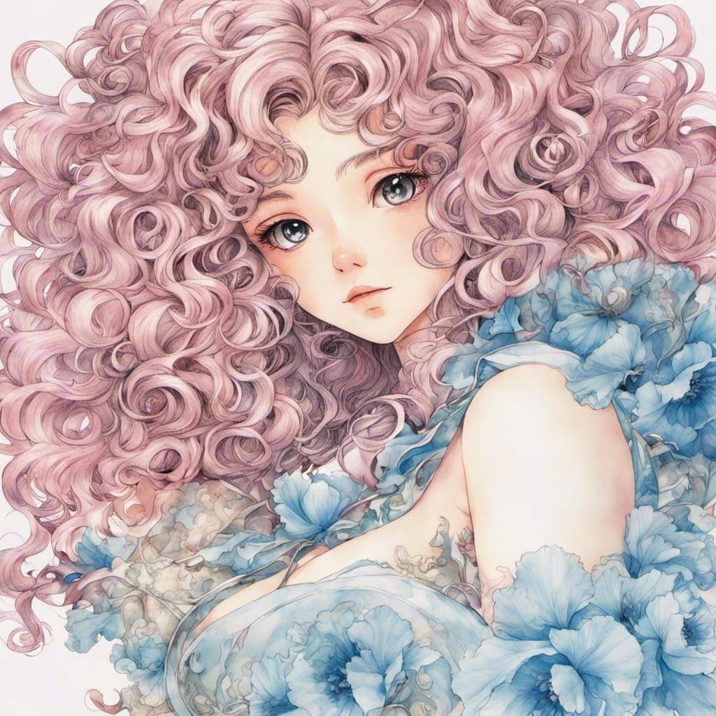 Pale Blue Poppies in Anime Manga Style