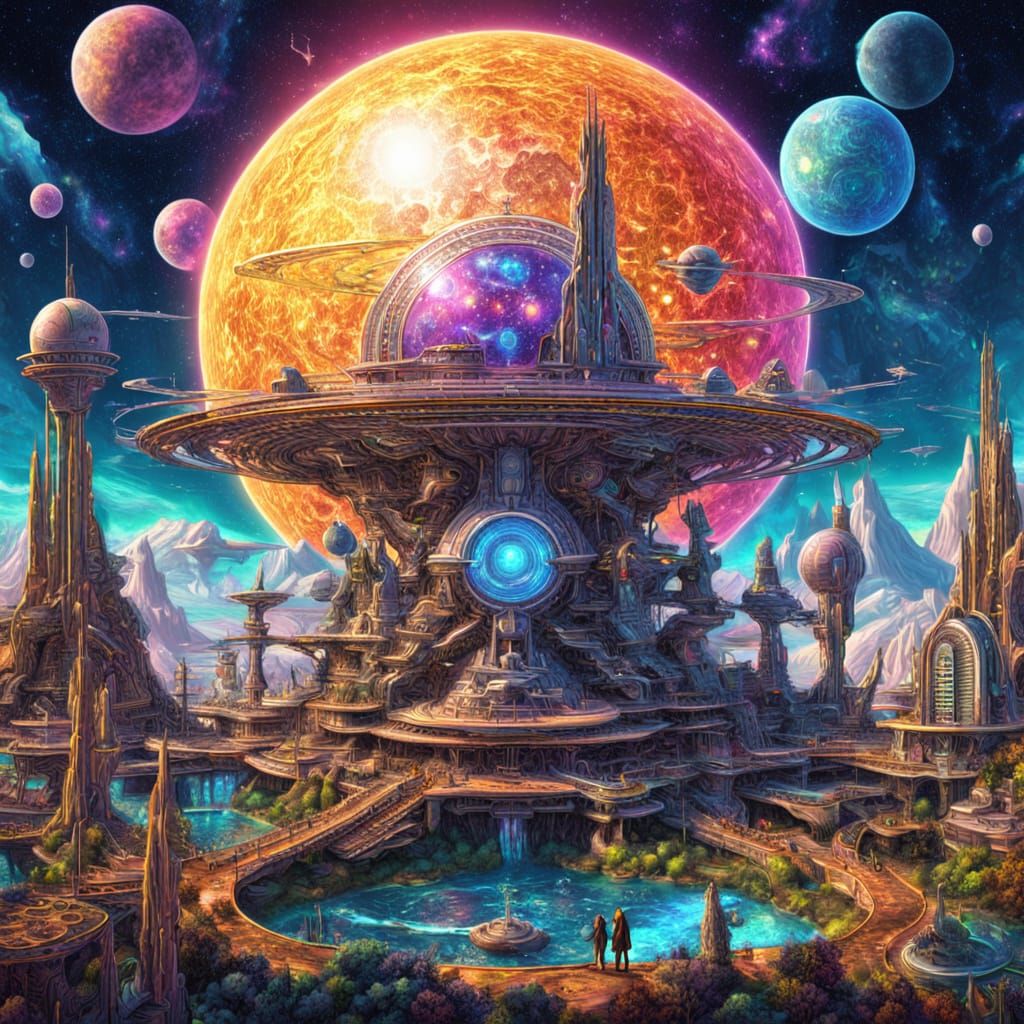 Solarpunk Oasis in Cosmic Harmony