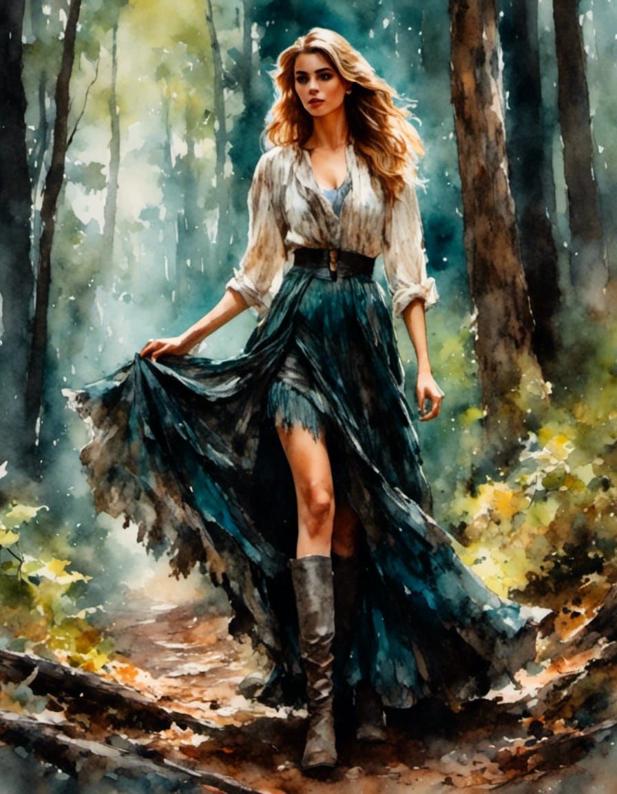 Fantasy Portrait of Young Woman in Forest