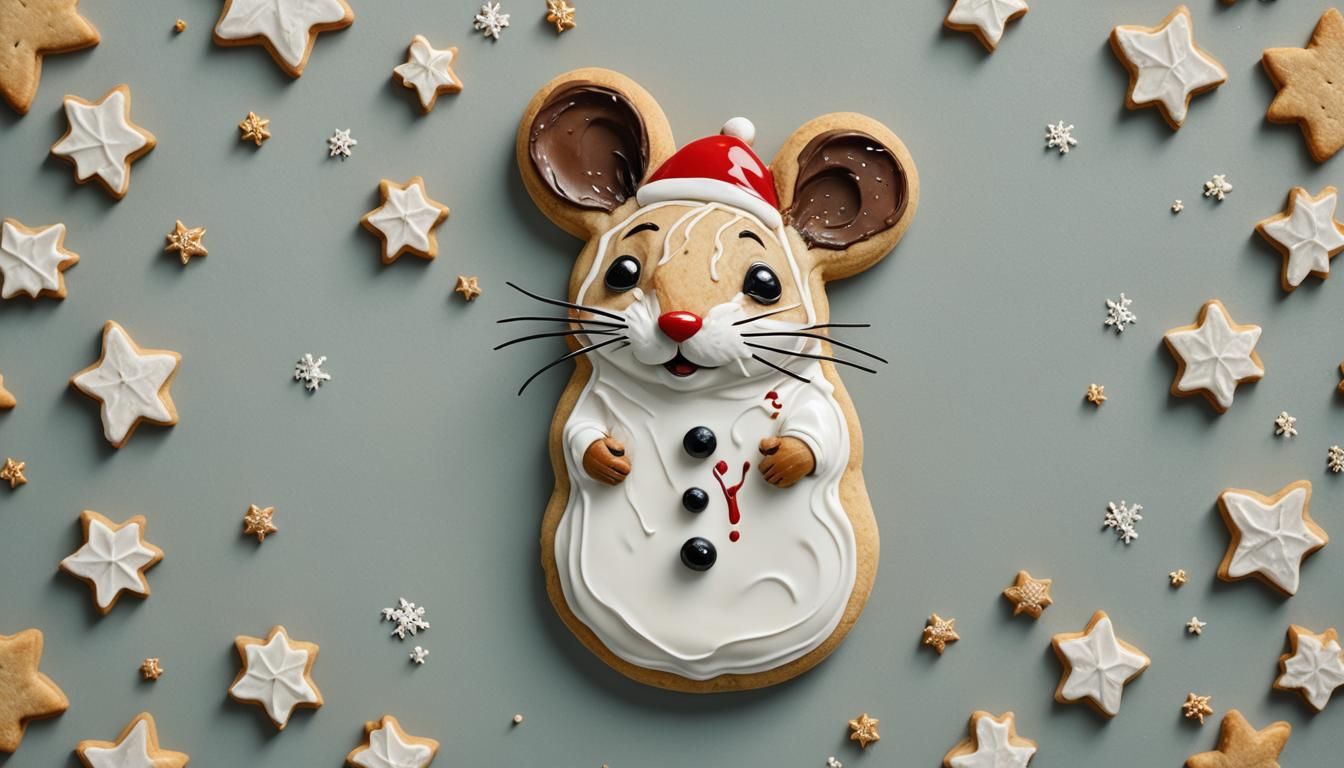 Surreal Christmas Cookie Mouse in Dali Style
