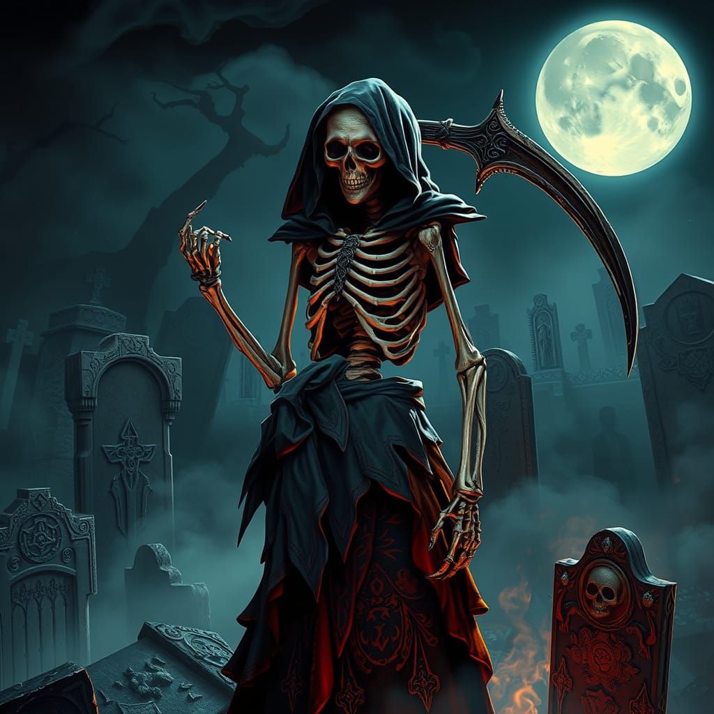 Gothic Grim Reaper in Forsaken Graveyard
