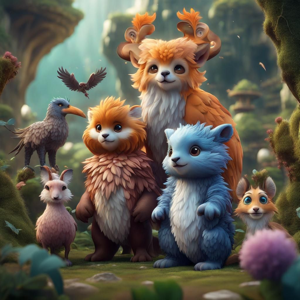 Cute Animals in Detailed Fantasy Art