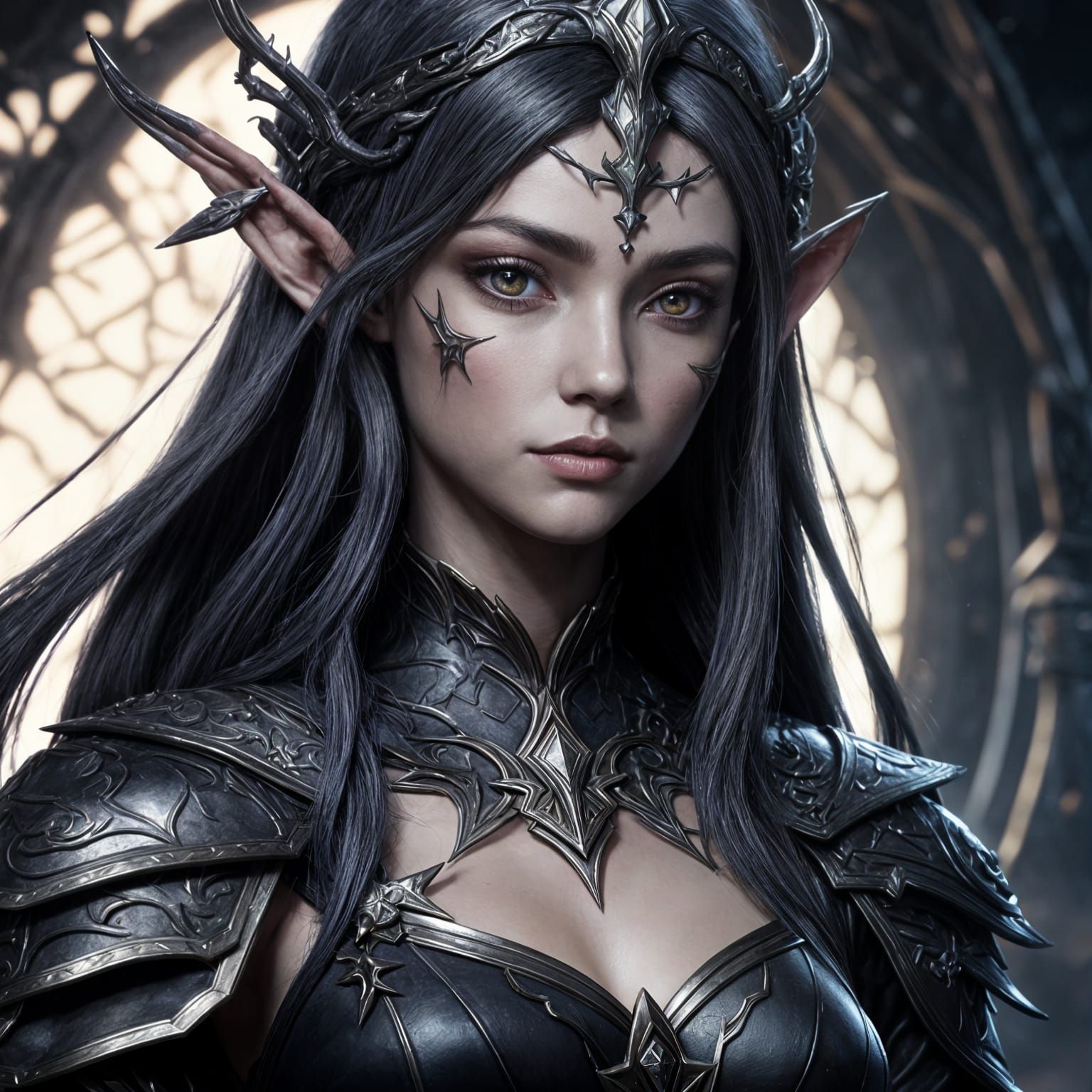 Cyberpunk Dark Elven Queen in 8K Resolution
