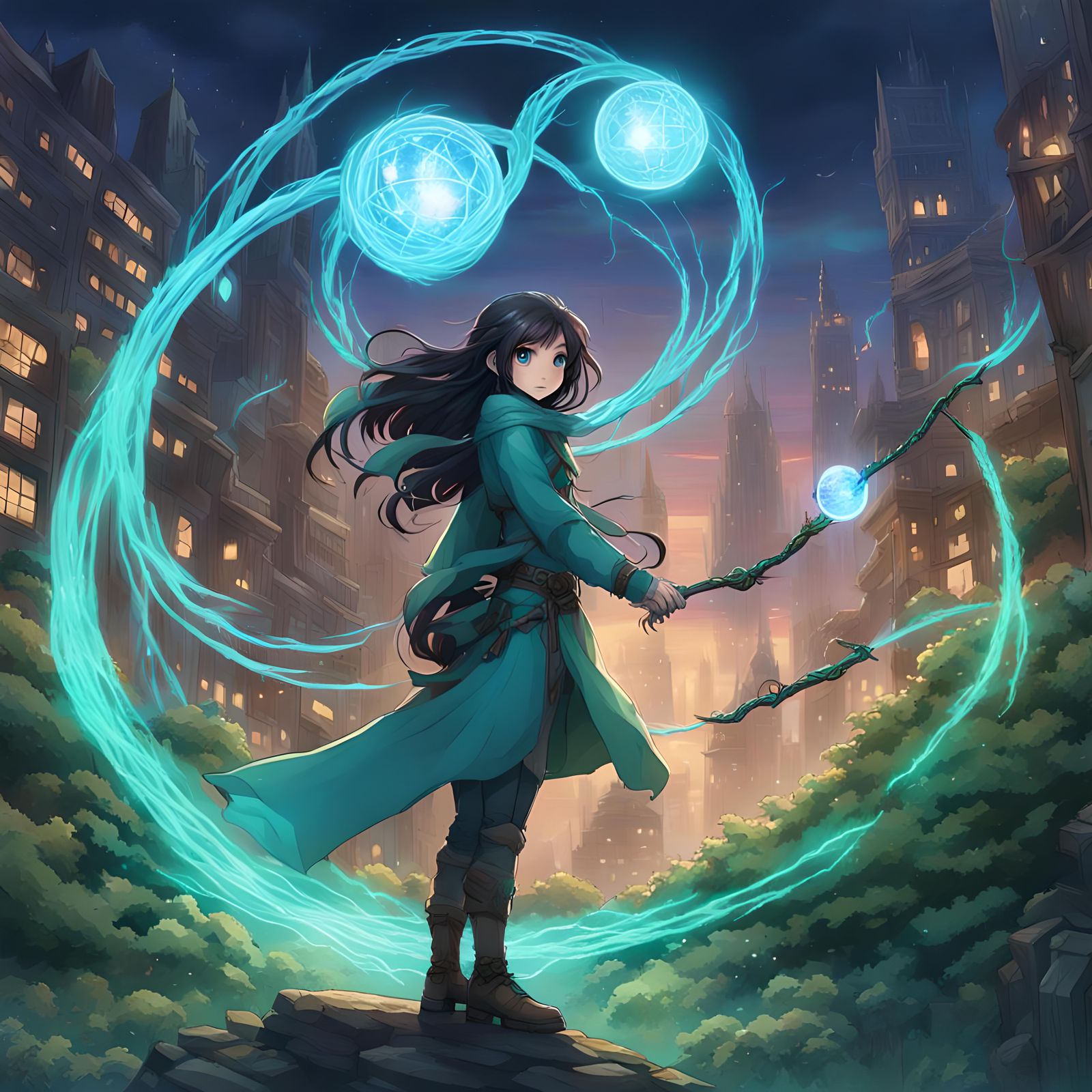 Anime Fairy Ranger Staff with Glowing Orb