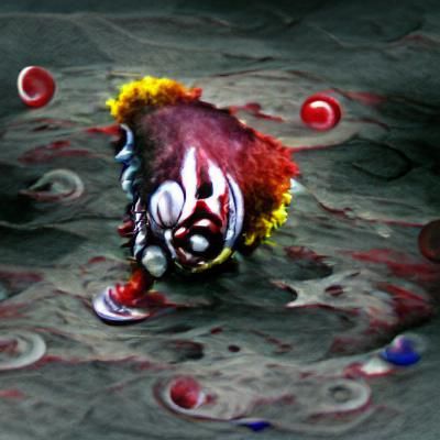 Terrifying Nightmare Clown with Bloody Face