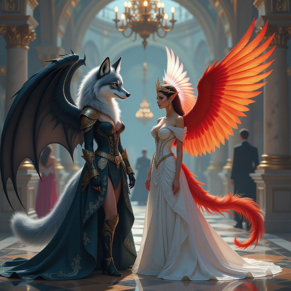 Fantastical Creatures at a Royal Ball: Whimsical Fantasy Art