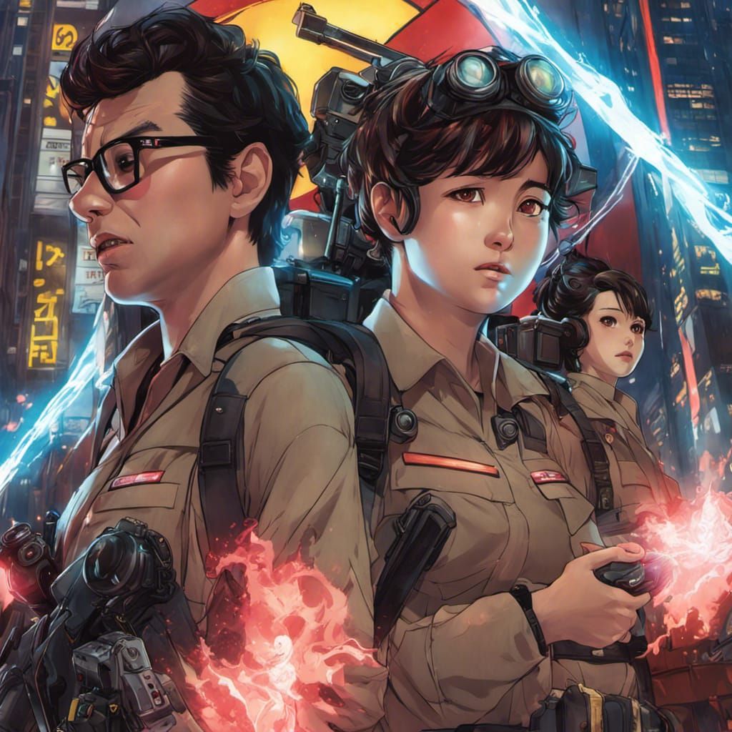 Hyperrealistic Ghostbusters New Recruits Anime Style