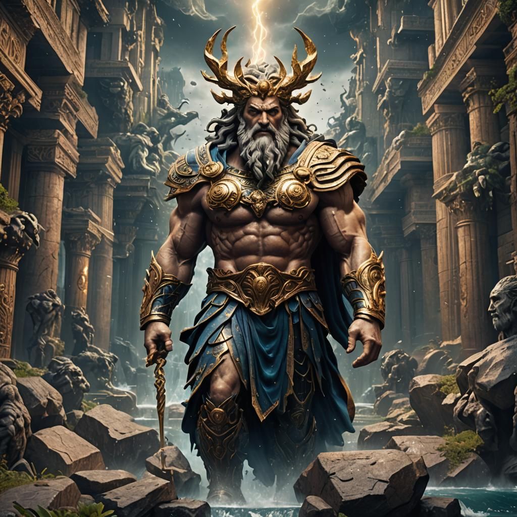 Detailed Matte Painting of Zeus in Unreal Engine