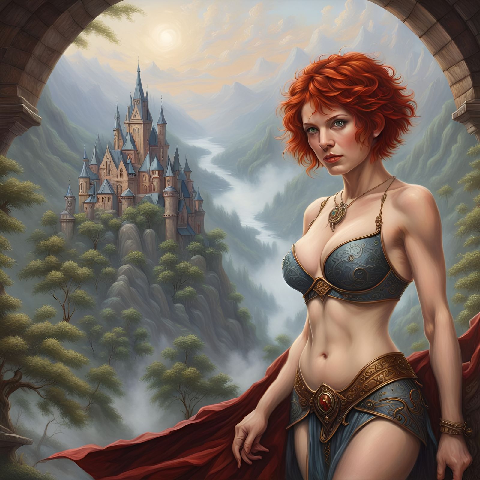 Attractive Redhead Woman with Short Hair