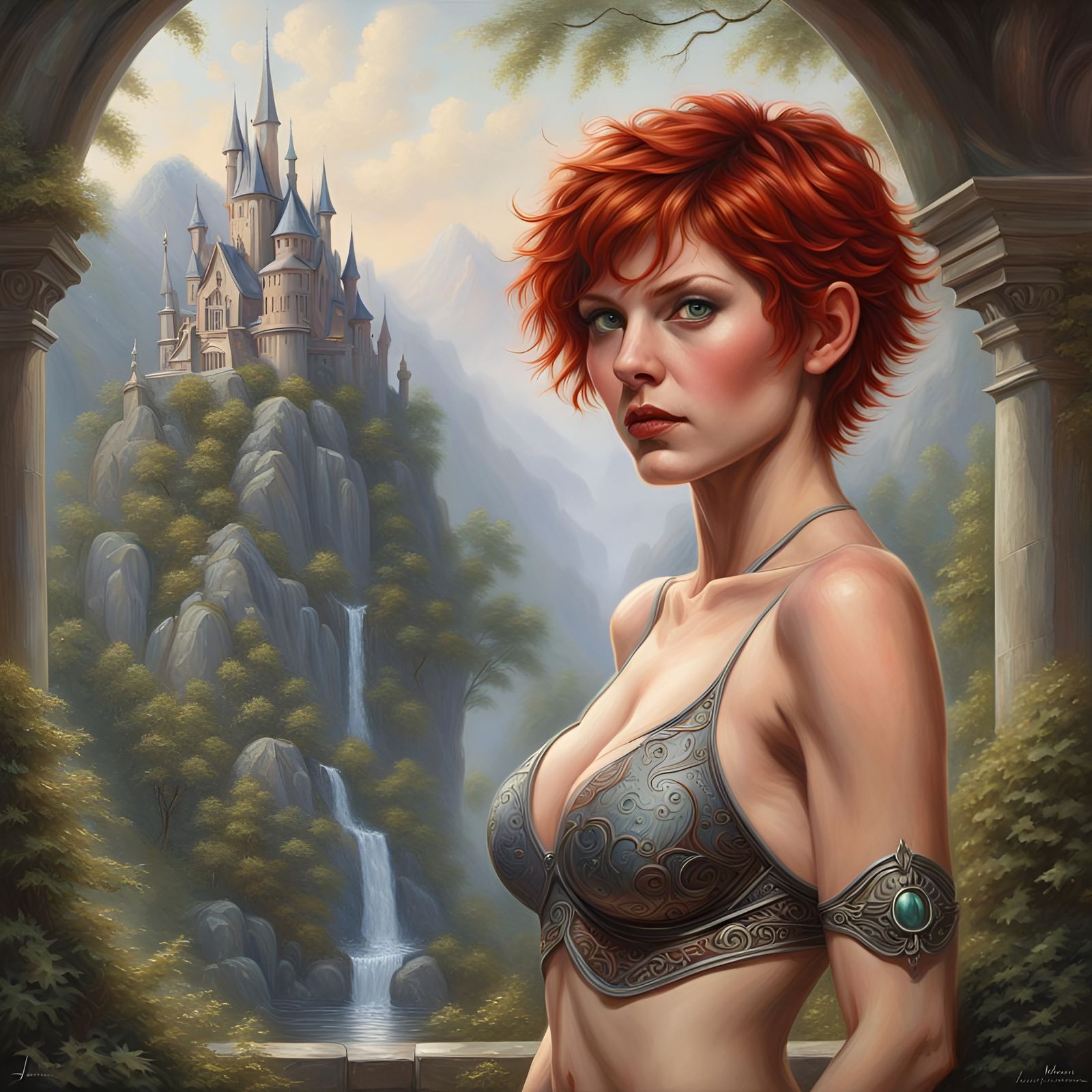 Attractive Redhead Woman with Short Hair