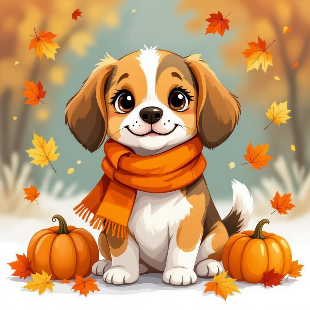 Cute Beagle Dog in Watercolor Illustration