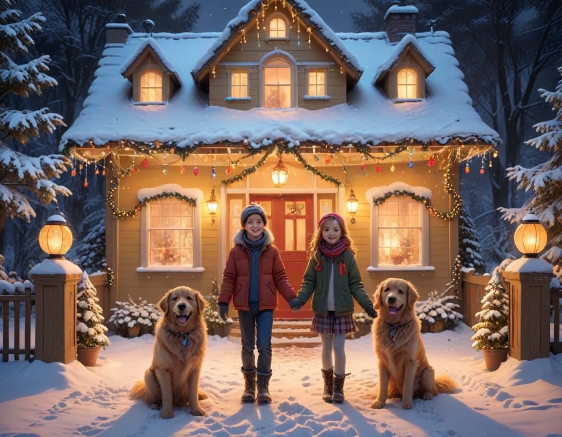 Joyful Family Scene in Anime Style