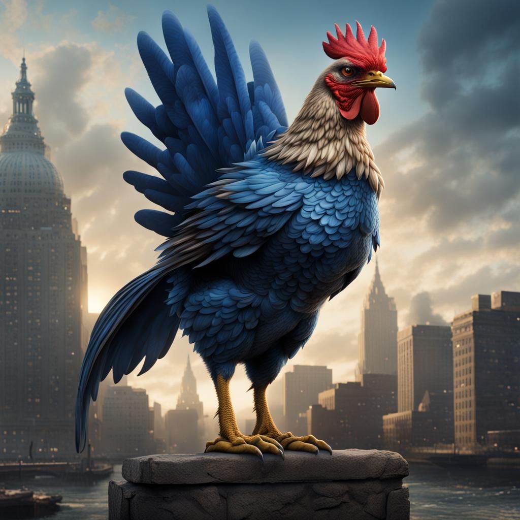 Delaware Blue Hen Superhero: Epic Digital Matte Painting