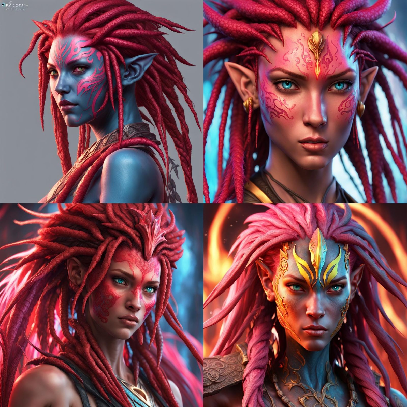 Fiery Na'vi Avatar Portrait in Digital Art Style