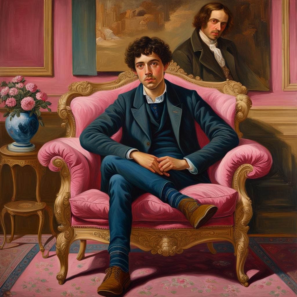 Atmospheric Portrait of a Young Man as Oil Painting