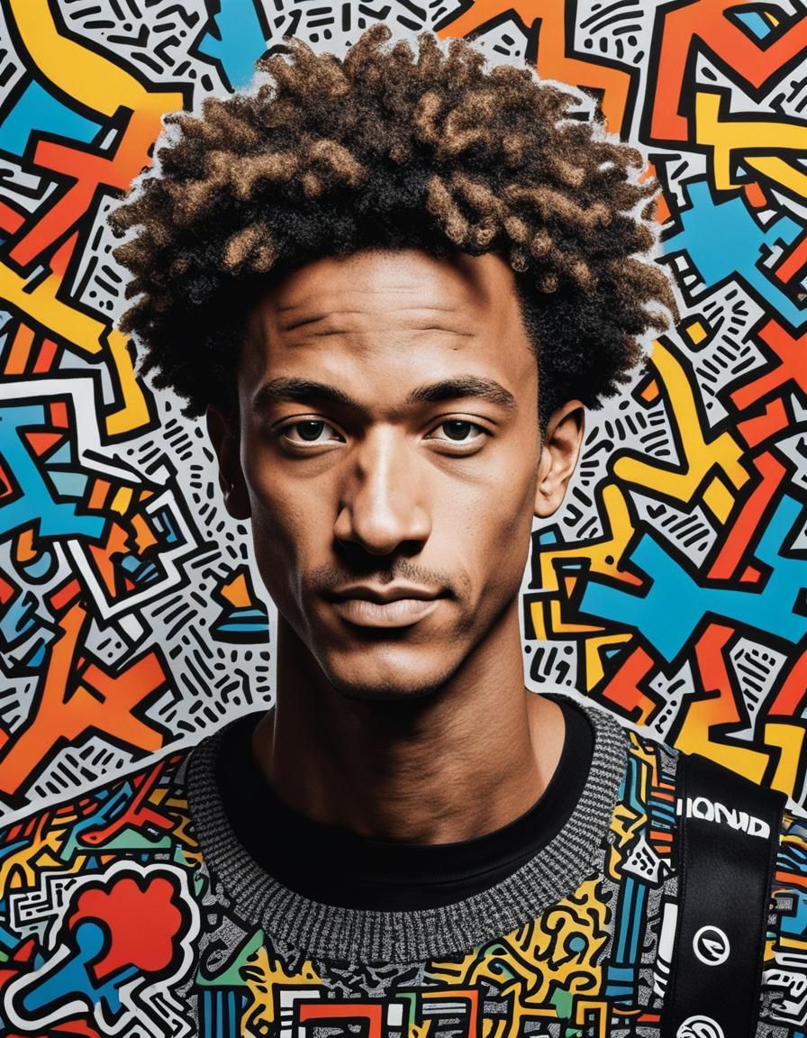 Colorful Portrait in Keith Haring Style