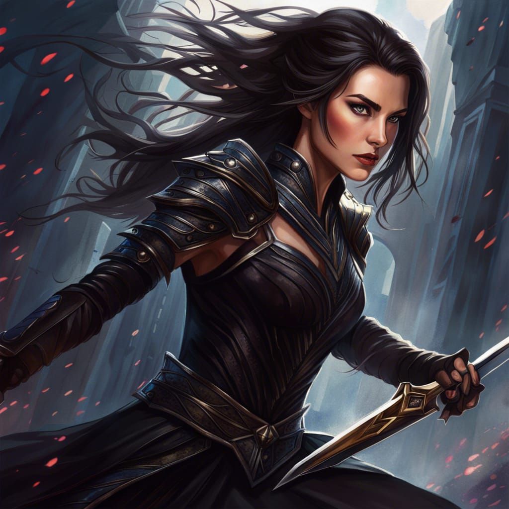 Epic Dark Fantasy Warrior Illustration in Watercolour