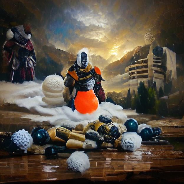 Lord Shaxx Grenade Snowman, Oil Painting