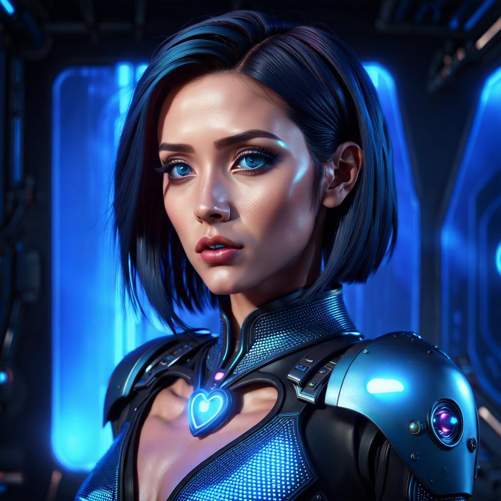 Holographic Human in Sci-Fi Room, Digital Art