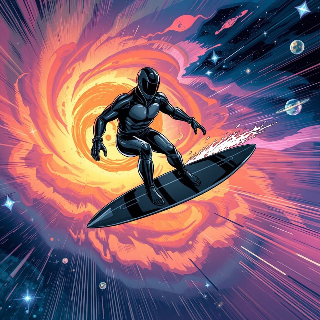 Cosmic Space Surfer in Obsidian Board