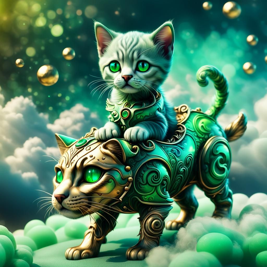 Surreal Kitten-Dog Hybrid in Victorian Style