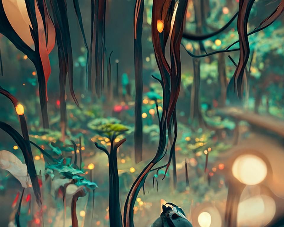 Lush Forest Ecosystem in Digital Art Style