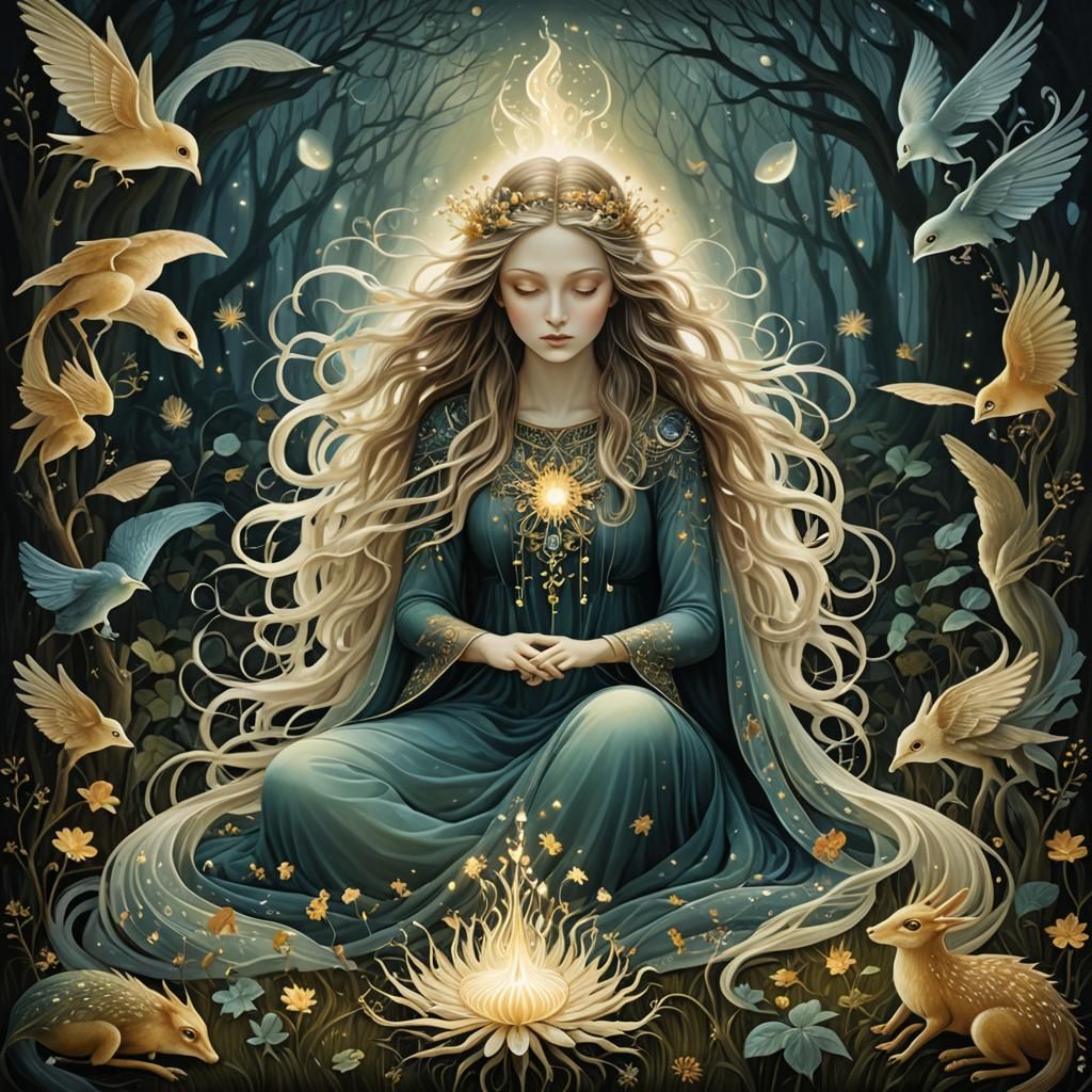 Glowing Mythical Creatures in a Bio Art Collage