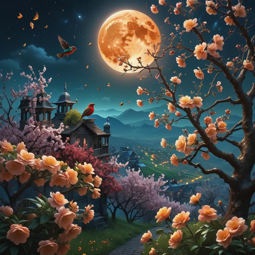 A golden moon night