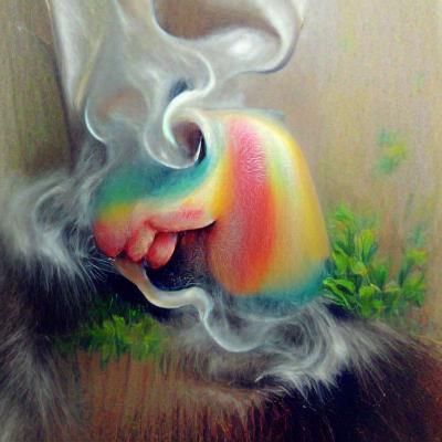 Rainbow Smoke in Soft Oil Painting Style